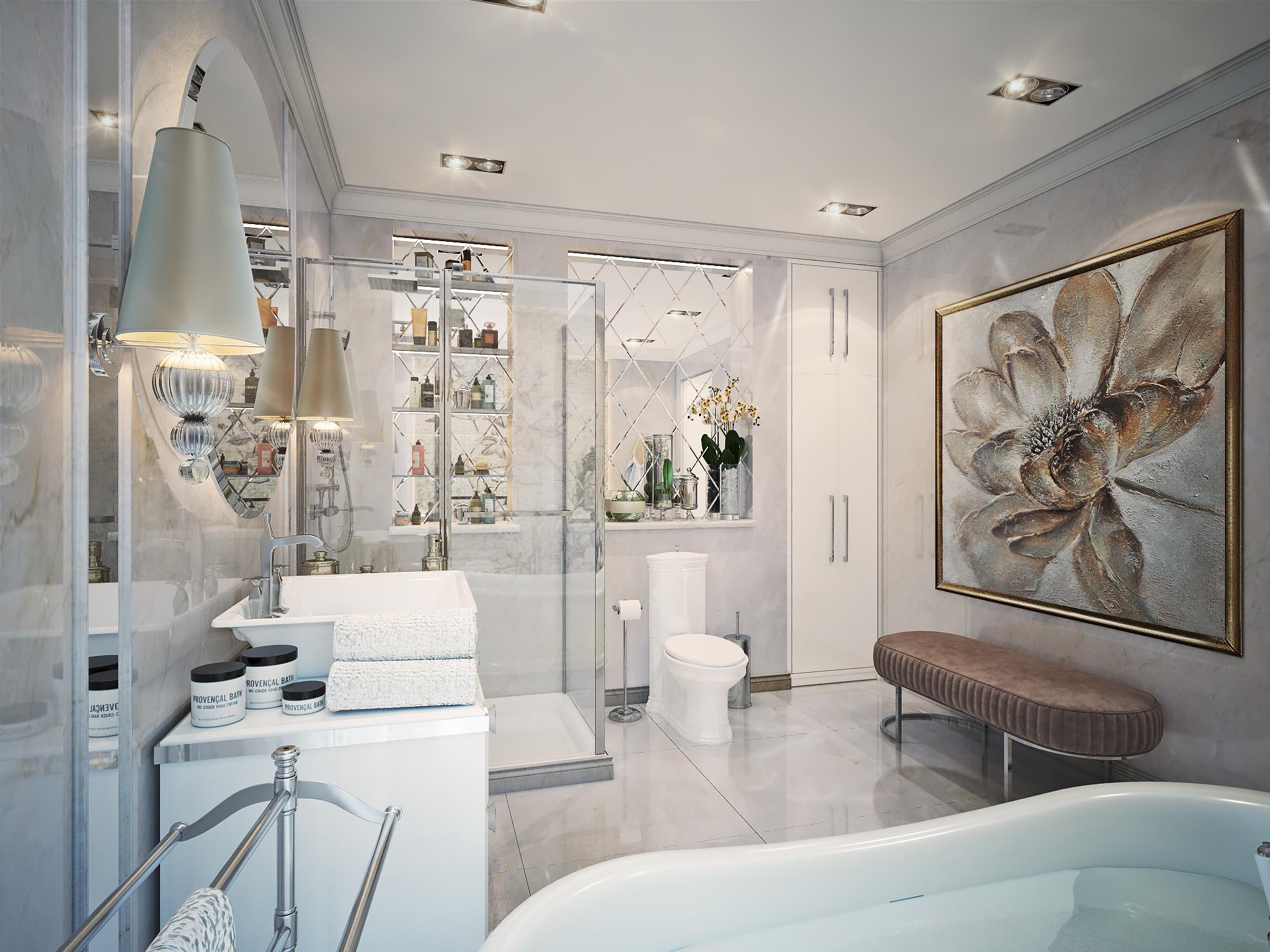 Bathroom in the master bedroom made in the style of Contemporary classics