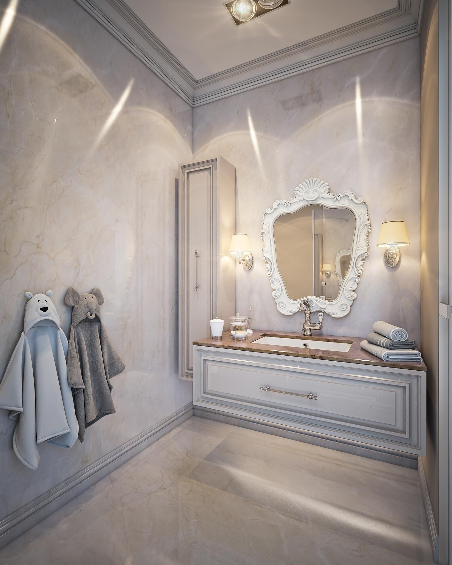 Nursery bathroom made in the style of Contemporary classics