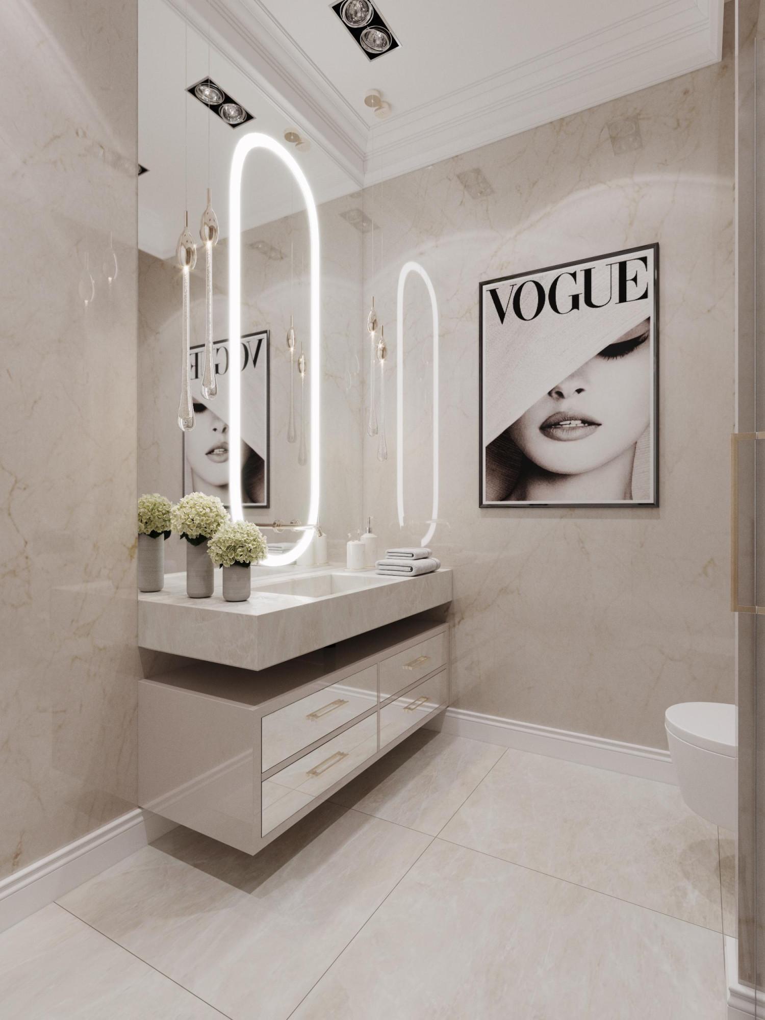 Bathroom in the master bedroom made in the style of Contemporary classics Minimalism