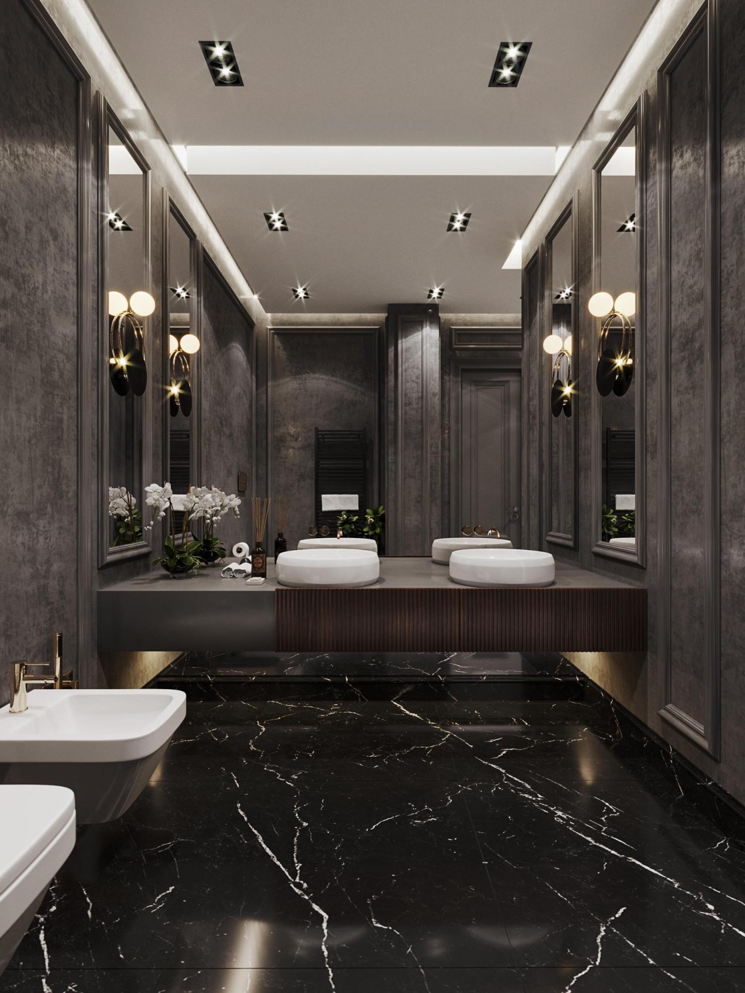 Bathroom in the master bedroom made in the style of Contemporary classics