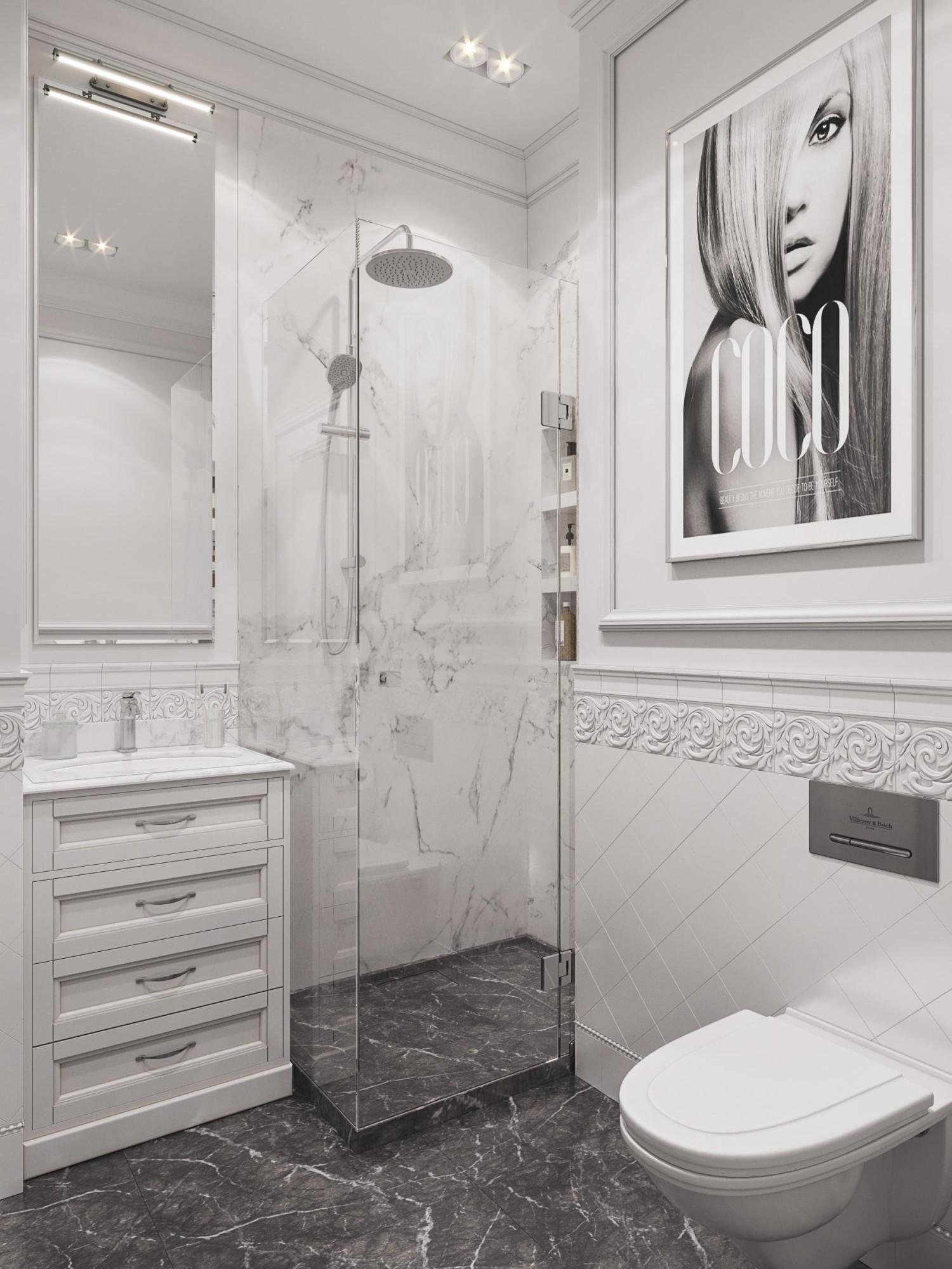 Guest bathroom made in the style of Contemporary classics